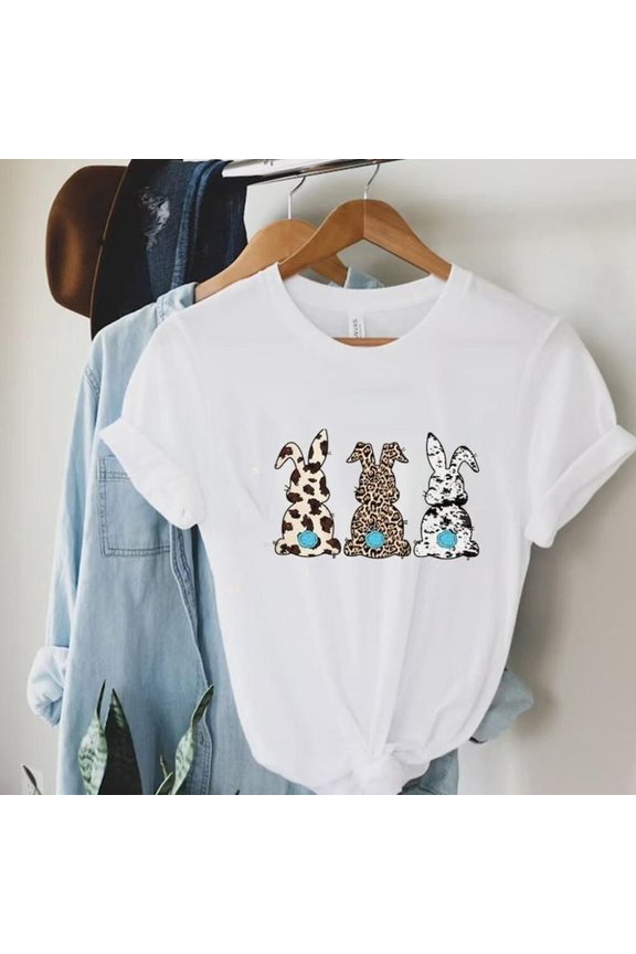 Kristi M Shirts _ Easter Leopard Print Sublimation Spring Unisex T-Shirt _ Color_ Red _ Size_ Various