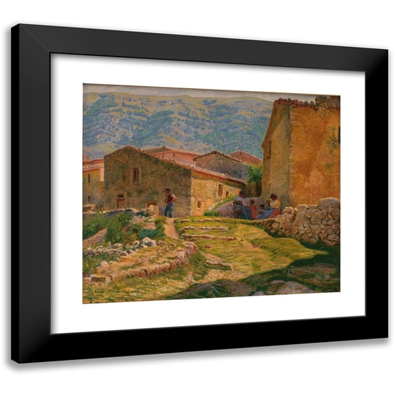 Kristian Zahrtmann 14x12 Black Modern Framed Museum Art Print Titled - Sunshine Morning in Civita D 'Antino (1904 - 1905)