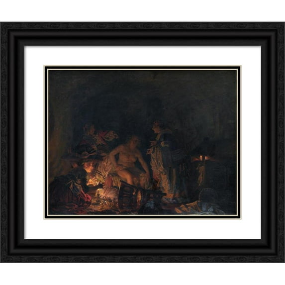 Kristian Zahrtmann 14x12 Black Ornate Wood Framed Double Matted Museum Art Print Titled: Leonora Christina Being Examined in Prison (1884 1885)