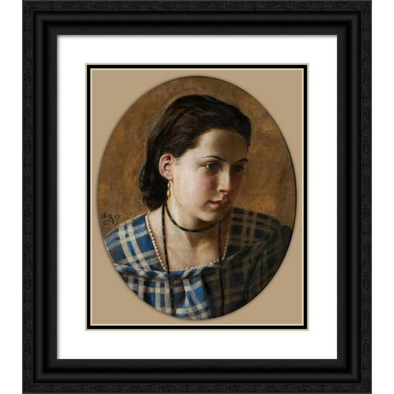 Kristian Zahrtmann 20x23 Black Ornate Framed Double Matted Museum Art Print Titled: Portrait of Vilhemine Erichsen (1867)