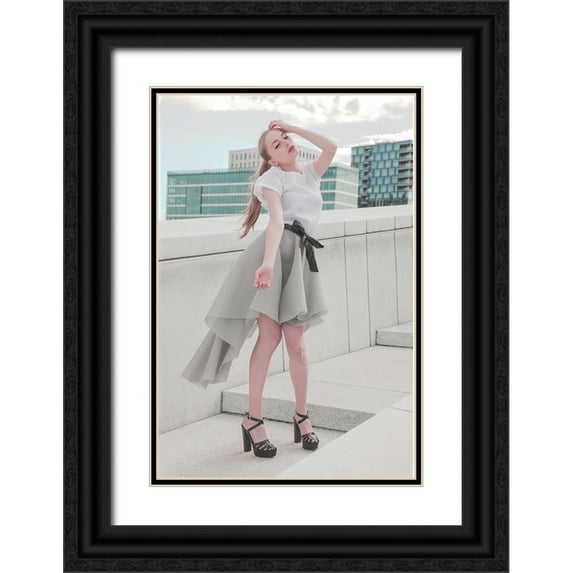 Kristiano 17x24 Black Ornate Wood Framed with Double Matting Museum Art Print Titled - Rooftop Fashion Mood.