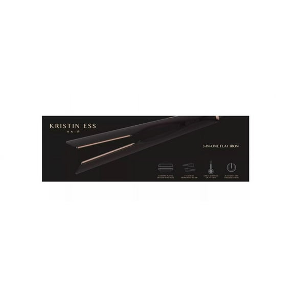 Kristin Ess Hair 3-In-One Ceramic Flat Iron Hair Straightener for Straightening, Waving + Curling, Dual Voltage, Auto Shut-Off