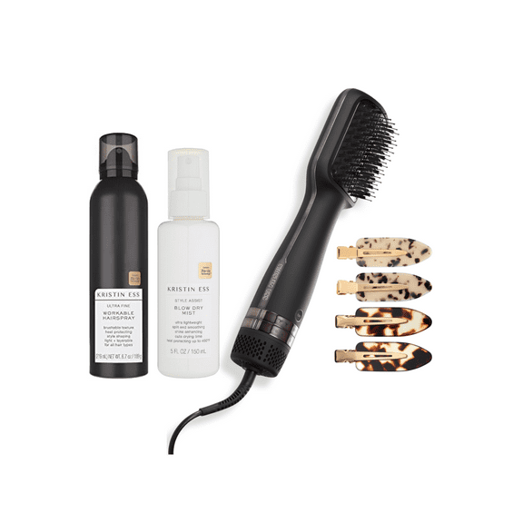 Kristin Ess Hair The Blowout Set - Blow Dryer Brush, Blow Dry Spray, Hairspray & Hair Clips