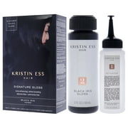 Kristin Ess Hair Gloss in Black Iris, True Black Hair Color - 4 Week Semi Permanent Hair Color for Women - Shine - Hair Dye Glaze