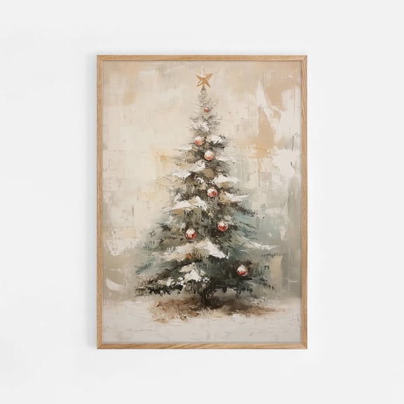 Kristmas Tree Winter Art Print, Kristmas Wall Art, Kristmas Wall Art Primitive Decor Vintage Wall Art Decor, Warm Present Vintage UNFRAMED Poster Size 24x36