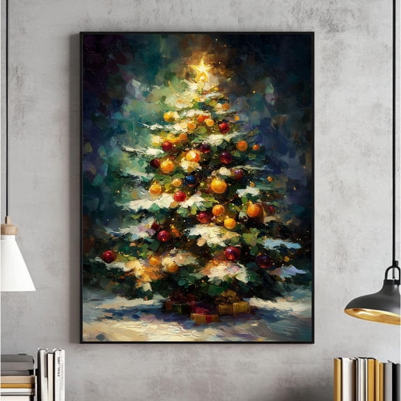 Kristmas Tree Winter Art Wall Art, Kristmas Print, Kristmas Print, Primitive Decor, Vintage Winter Decor, Warm Present Vintage UNFRAMED Poster Size 8x12