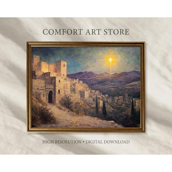 Kristmas Wall Art Print Vintage Star Of Bethlehem Print Kristmas Star Christian Nativity Scene Decor Warm Present Vintage UNFRAMED Poster Size 12x18