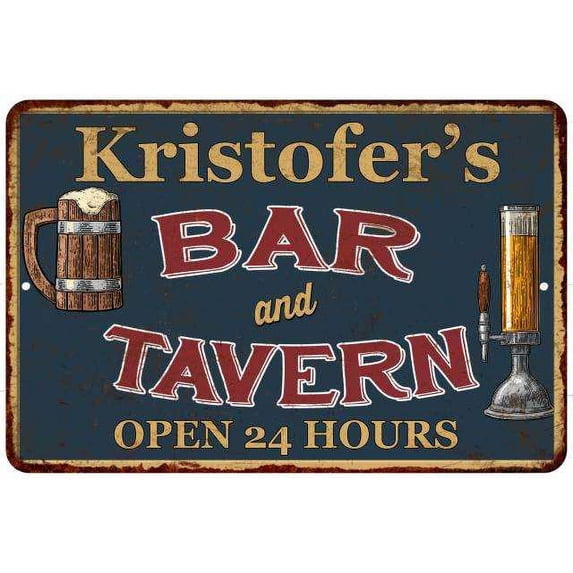 Kristofer's Green Bar & Tavern Rustic Sign 12 x 18 Matte Finish Metal 112180047992
