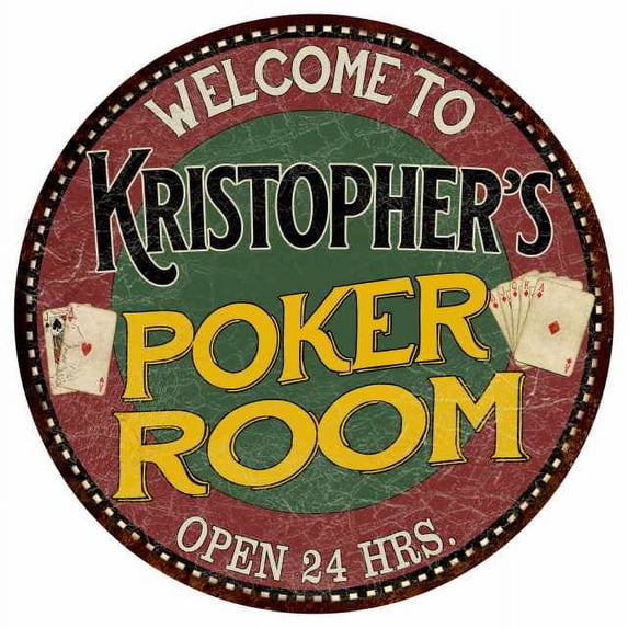 Kristopher's Poker Room 12" Round Metal Sign Kitchen Bar Wall Décor 200120034501