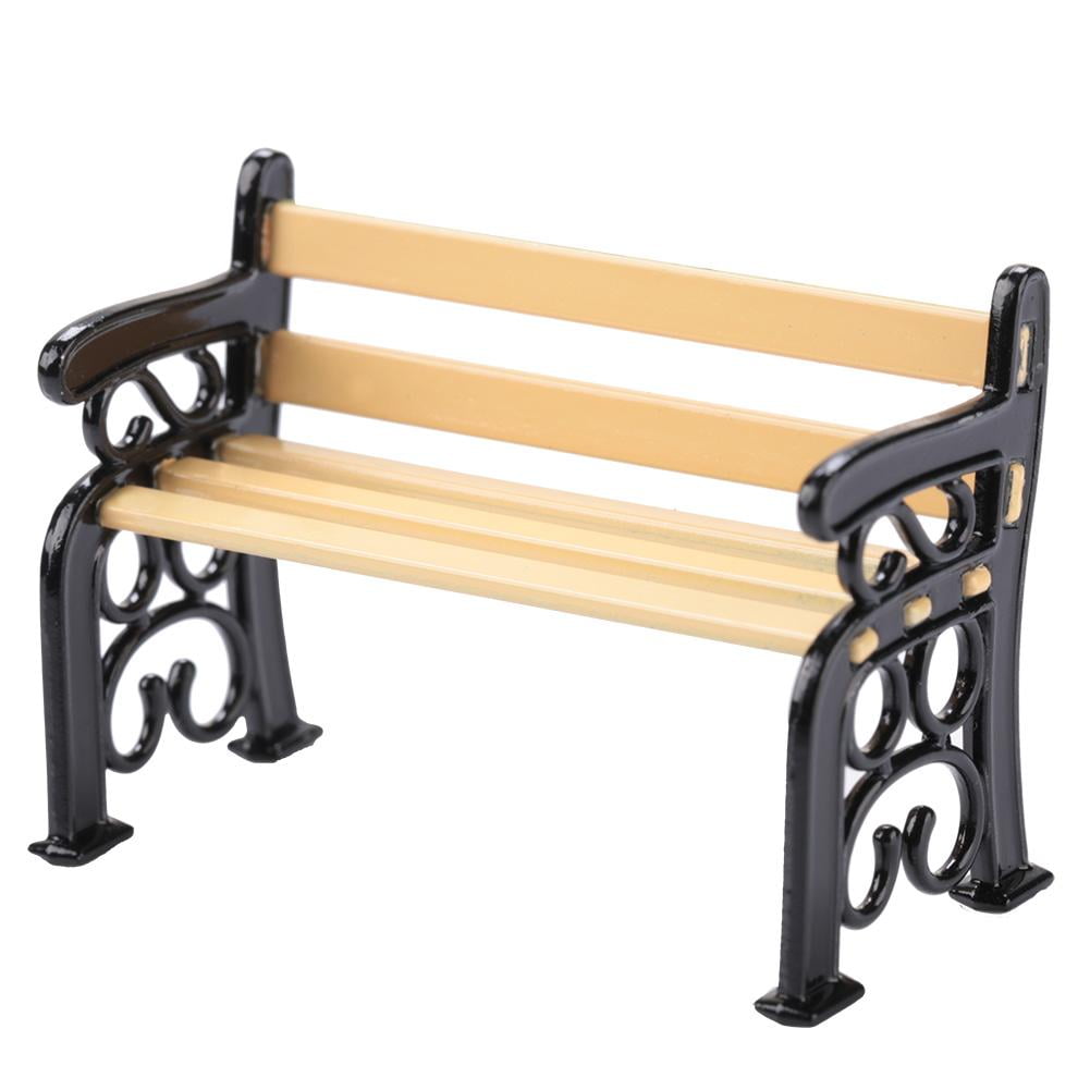 Kritne 1:12 Miniature Bench Chair Sofa Vintage Wooden Recliner Chair Mini House Furniture Accessories