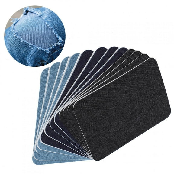 Kritne 12Pcs Adhesive Clothing Patch Stick Patches Denim Repair For Jeans Cloth Hats Blue & Balck