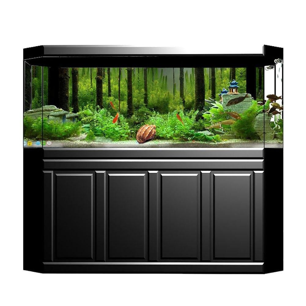 Kritne 24x12in Aquarium Poster, PVC Adhesive Underwater Forest Tank  Background Backdrop Decoration Paper,Fish Tank Decor Paper 