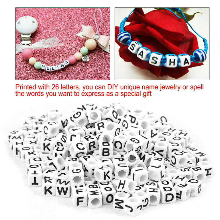 Kritne 300Pcs White Acrylic Single Letter Beads A-Z DIY Bracelet Necklace  Accessories, Acrylic Letter Beads, Square Letter Beads 