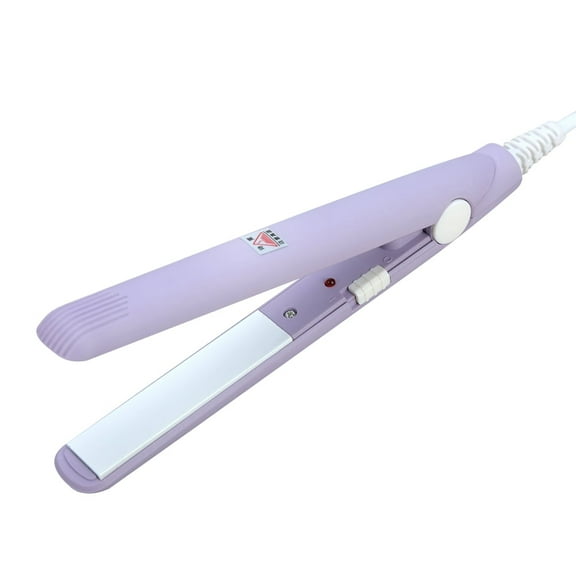 Kritne 4Colors Travel Size 0.7" Ceramic Tourmaline 2 in 1 Mini Flat Iron Hair Straightener & Curler, Purple