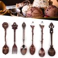 thumbnail image 1 of Kritne 6Pcs Coffee Spoon Set Innovative Vintage Retro Zinc Alloy Spoons Fork Set Cutlery Kitchen Accessory(Red Bronze), 1 of 11