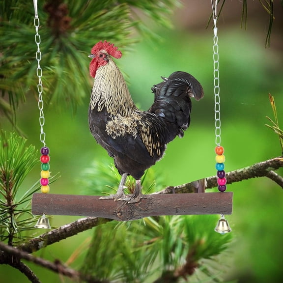Kritne Cage Hanging Toy, Natural Wood Chicken Swing, For Home