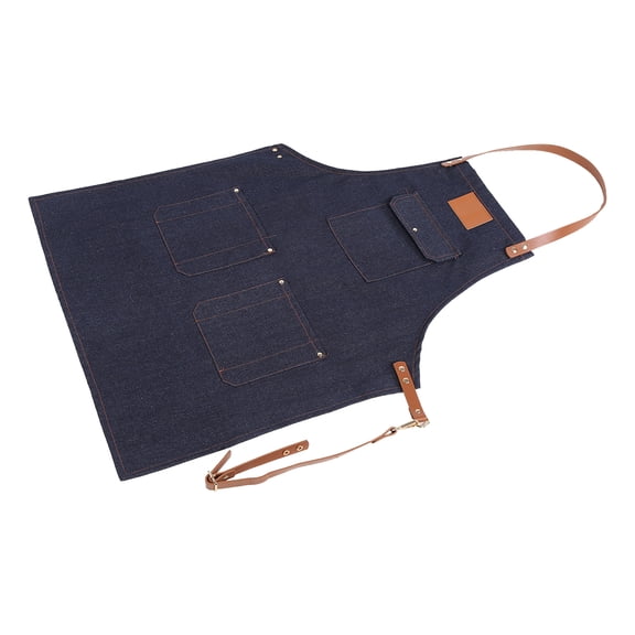 Kritne Denim Bib Apron Leather Strap Baker Bartender BBQ Chef Work Cook Uniform, Bowknot Apron, Cooking Apron