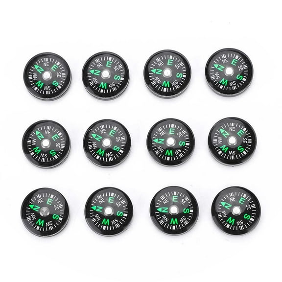 Kritne Mini Compass, Survival Accessory, 20mm 12pcs Mini Pocket Oil Filled Compass for Hiking Camping Outdoor Activities Accessory