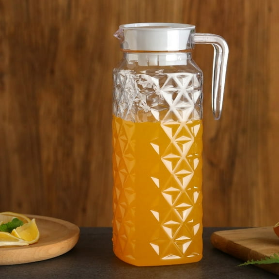 Kritne Tea Pitcher, Household Water Pitcher With Lid, Pattern Heat Resistant Acrylic Restaurant Beverages Tea For Home Hotel