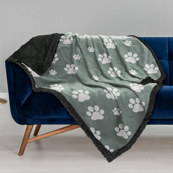 Kritter Planet Washable Waterproof Throws Blanket for Dogs, Liquid Proof Sherpa Pet Mat Cushion Bed Blanket For Car and Couch,50x30,Paw