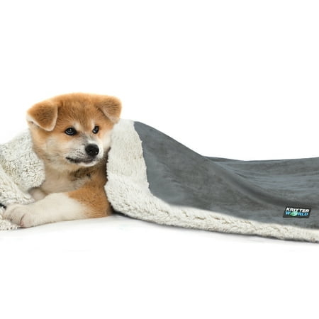 KritterWorld Pet Dog Cat Puppy Kitten Reversible Blanket Throw 45" x30"Grey/Latte