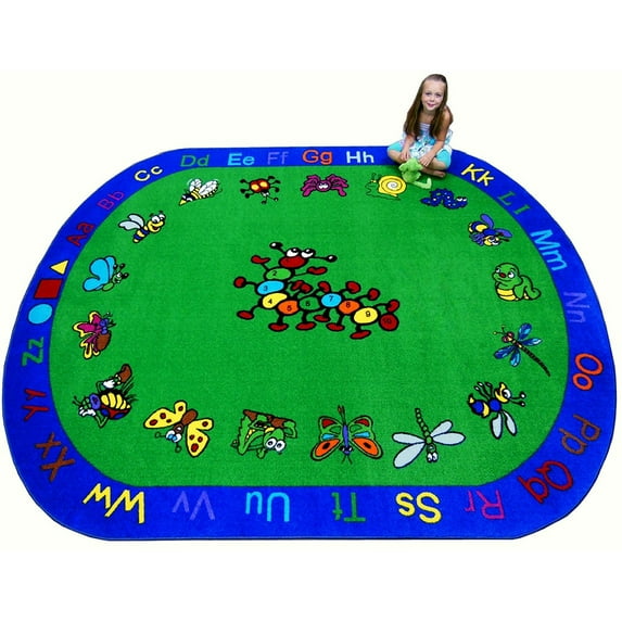 Kids World Carpets Kritters Children's Tufted Nylon Educational and Play Area Rug (5' x 8') - EXACT SIZE - EXACT SIZE