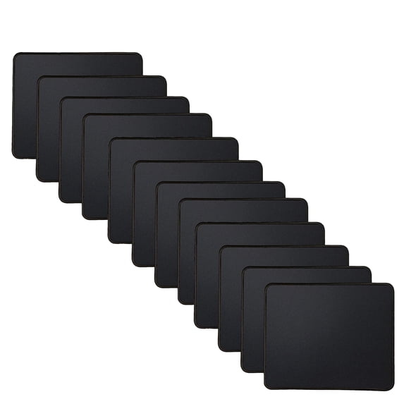 Kriture Mouse Pad 12 Pack with Stitched Edge, Non-Slip Rubber Base, Premium-Textured and Waterproof Mousepad for Computers, Laptop, Office & Home, 10.2x8.3inches, 7mm, Black