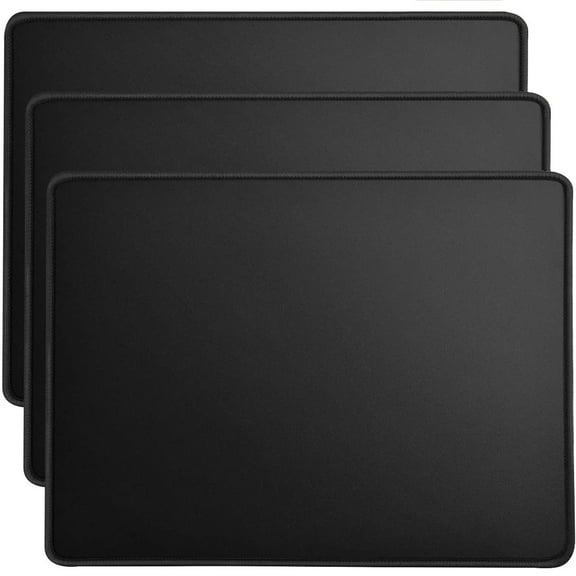 Kriture Mouse Pad 3 Pack with Stitched Edge, Non-Slip Rubber Base, Premium-Textured and Waterproof Mousepad for Computers, Laptop, Office & Home, 10.2x8.3inches, 3mm, Black