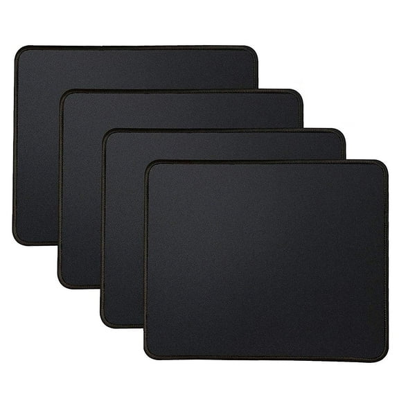 Kriture Mouse Pad 4 Pack with Stitched Edge, Non-Slip Rubber Base, Premium-Textured and Waterproof Mousepad for Computers, Laptop, Office & Home, 10.2x8.3inches, 3mm, Black