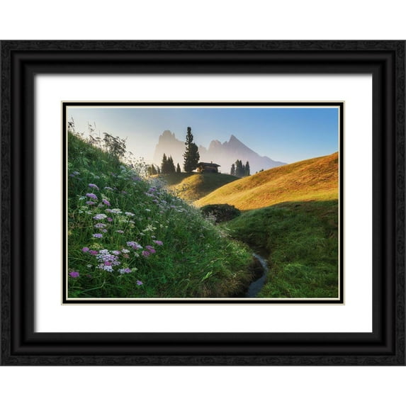 Krivec, Ales 18x14 Black Ornate Wood Framed with Double Matting Museum Art Print Titled - Flowery Morning
