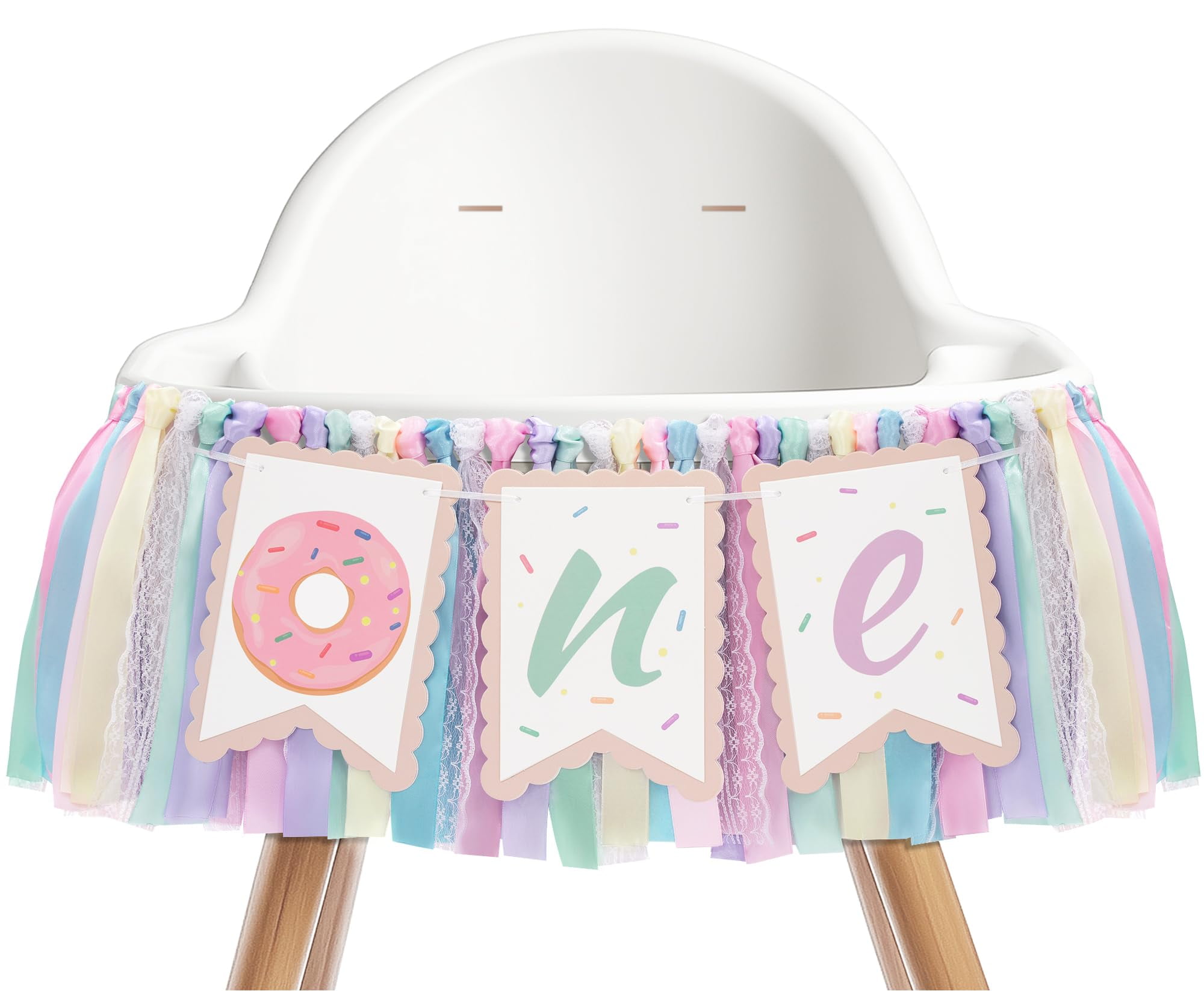 Kriyokiaa Donut Highchair SCH4Banner 1st Birthday Girl Sweet One Birthday Party Decorations Rainbow High Chair Banner Photo Background