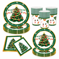 thumbnail image 1 of Krocisen 100 Pcs Merry Christmas Tableware Set Disponible Paper Plates for 25 Guests, Christmas Dinner Plates, Napkins and Cups, Christmas Tree Dinnerware for Xmas Party Supplies, 1 of 6