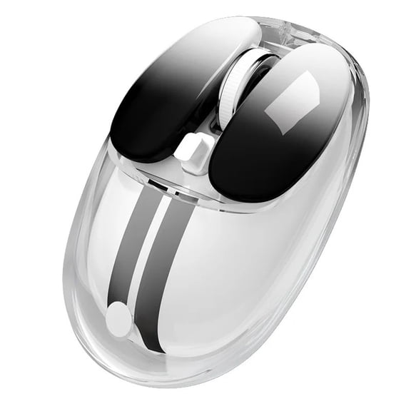 Krocisen M60 Rechargeable Wireless Mouse, Bluetooth 2.4G & Wired 3-Mode Mouse with Adjustable DPI, Transparent Shell for Laptop, PC, Mac, iPad (White)