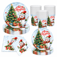 thumbnail image 1 of Krocisen Christmas Paper Plates Disponible Snowman Christmas Tree Party Plates for 25 Guests, Xmas Party Supplies with Napkins, Cups for Winter Holiday Decoration, 1 of 5