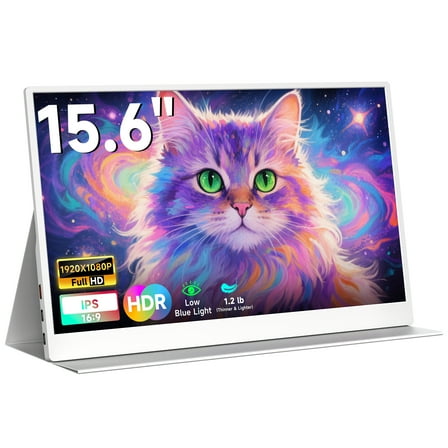 XGEZEVE Portable Monitor for Laptop 15.6 Inch,FHD 1080P USB C Travel Monitor ExtenderIPS HDMI for Computer, Second Display Screen Extender with Kickstand for PC Phone Switch PS4/5, White
