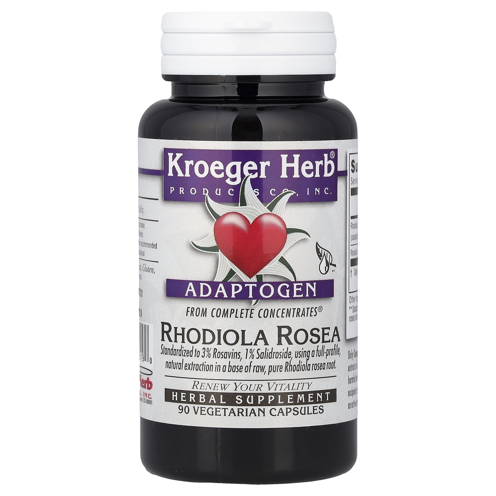 Kroeger Herb Rhodiola Rosea 90 Vegetarian Capsules