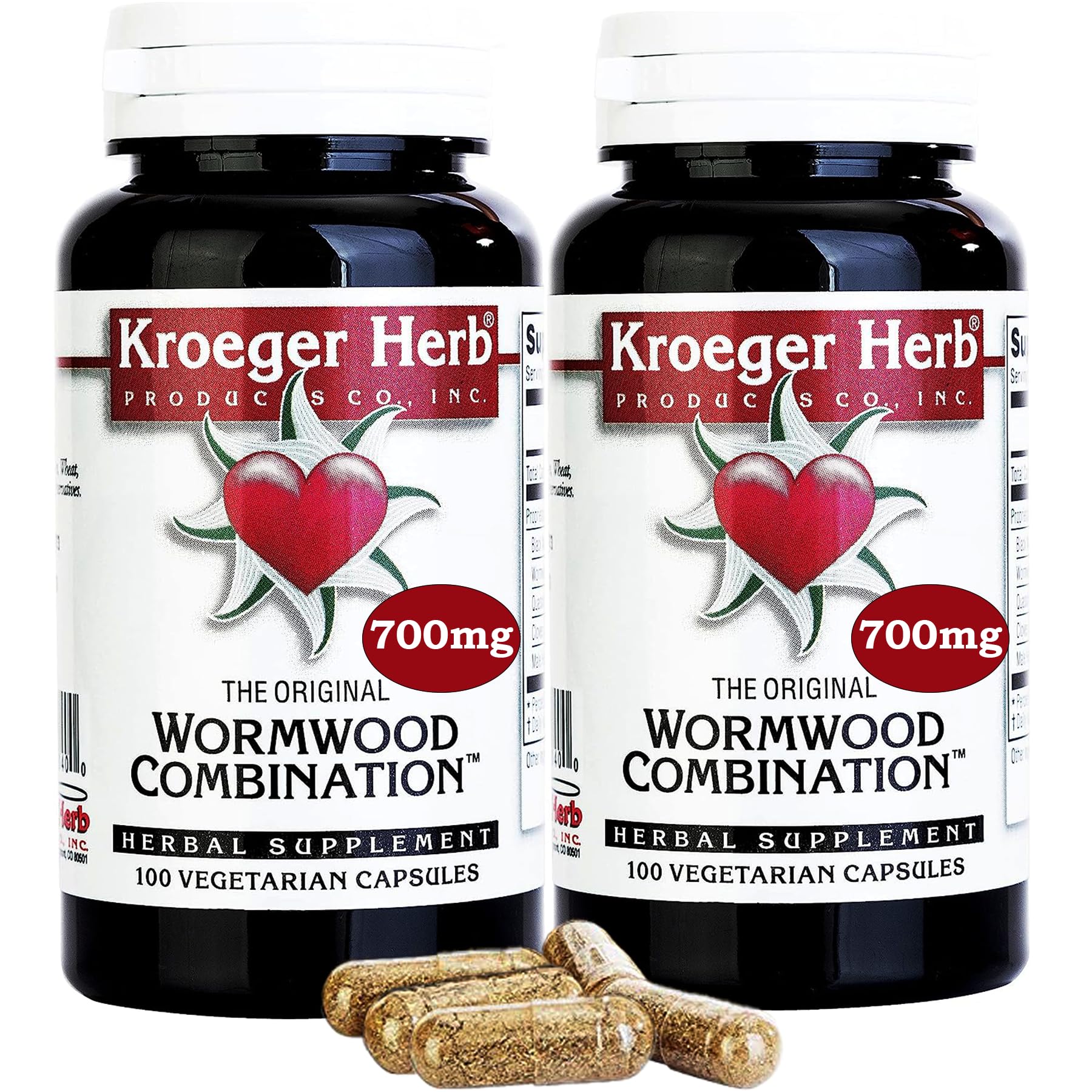 Kroeger Herb Wormwood Combination 700mg Vegetarian Capsules 100