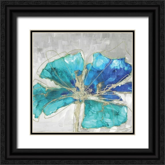 Kroeker, Wendy 26x26 Black Ornate Wood Framed with Double Matting Museum Art Print Titled - Blue Poppy II