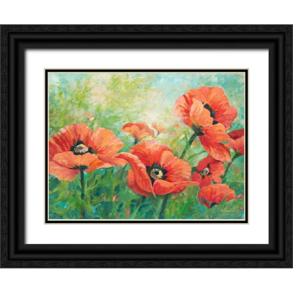 Kroeker, Wendy 32x25 Black Ornate Wood Framed with Double Matting Museum Art Print Titled - Red Poppies