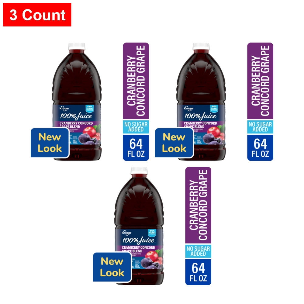Kroger 100% Cranberry Grape Juice 64 fl oz - 3 count