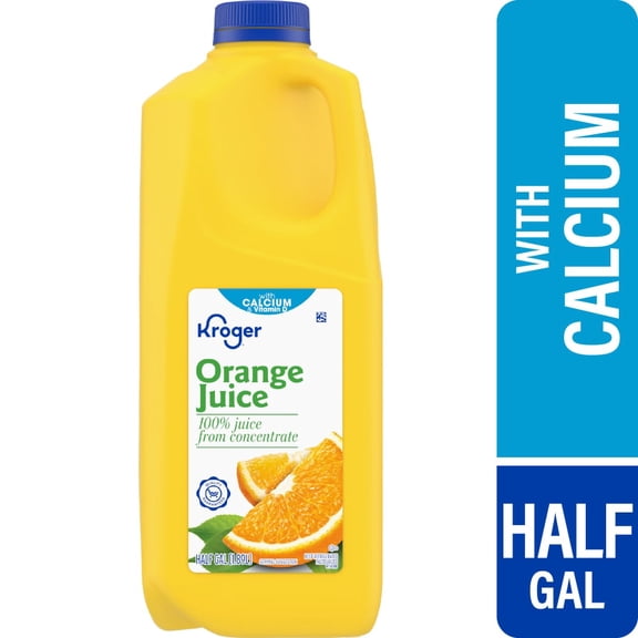Kroger 100% Orange Juice From Concentrate With Calcium Vitamins C & D 0.5 gallon - Pack of 1