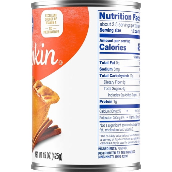 Kroger 100% Pure Canned Pumpkin Puree 15 oz - Pack of 1