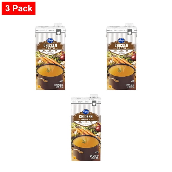 Kroger 99% Fat Free Chicken Broth 32 oz - 3 Pack