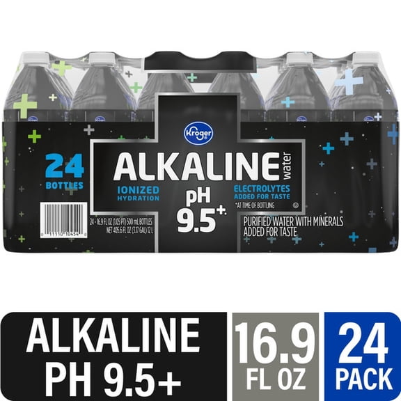 Kroger Alkaline Bottled Water, 24 Pack, 16.9 fl oz Bottles