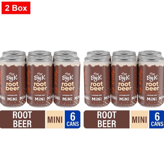 Kroger Big K Caffeine Free Root Beer Mini Cans 6 ct / 7.5 fl oz - 2 Box