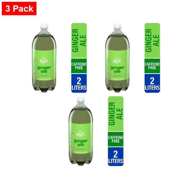 Kroger Big K Ginger Ale Caffeine Free Soda Bottle 2 liter - 3 Pack