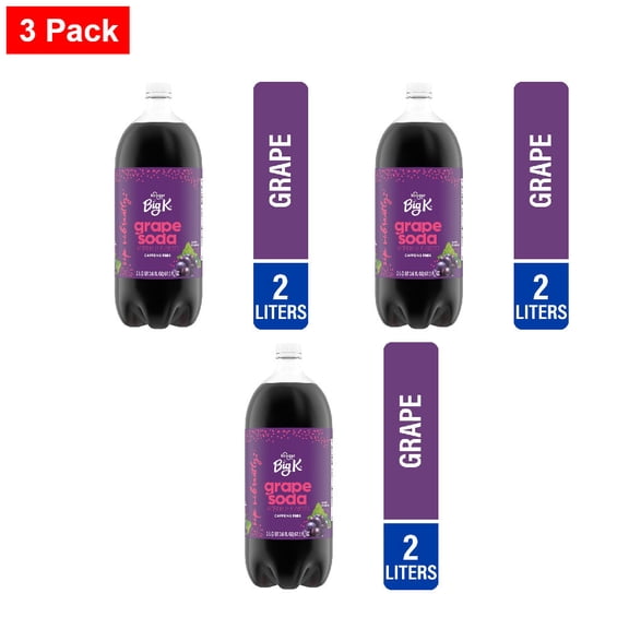 Kroger Big K Grape Caffeine Free Soda Bottle 2 liter - 3 Pack