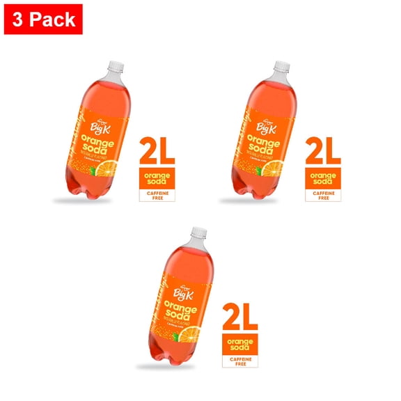Kroger Big K Orange Caffeine Free Soda Bottle 2 liter - 3 Pack