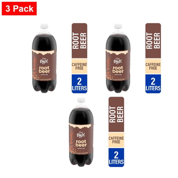 Kroger Big K Root Beer Caffeine Free Soda Bottle 2 liter - 3 Pack