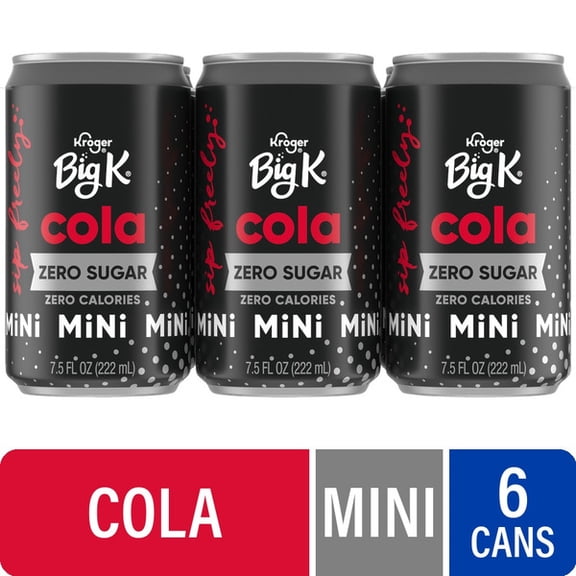 Kroger Big K Zero Sugar Mini Cola 7.5 fl oz 6 CANS 2 PACK